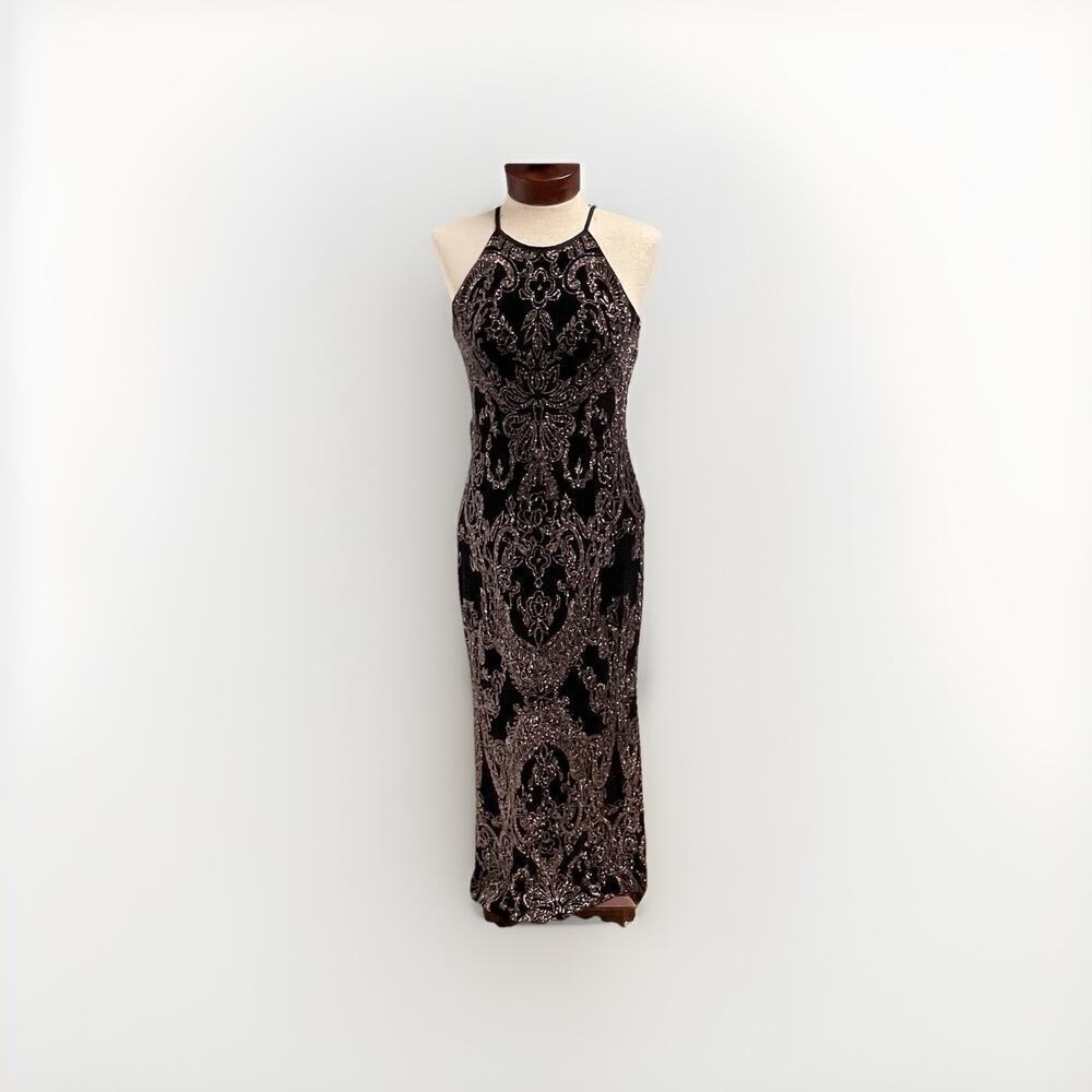 Vintage Y2K Jump Black Maxi Dress 7/8 Fairy Grunge Prom Hoco Glitter Whimsigoth